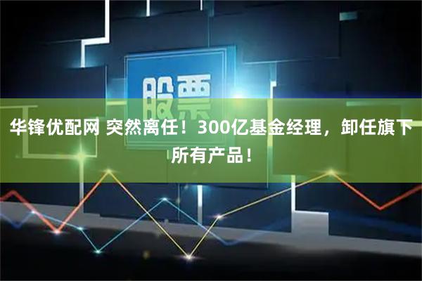 华锋优配网 突然离任！300亿基金经理，卸任旗下所有产品！