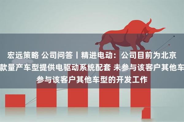 宏远策略 公司问答丨精进电动：公司目前为北京越野旗下的两款量产车型提供电驱动系统配套 未参与该客户其他车型的开发工作